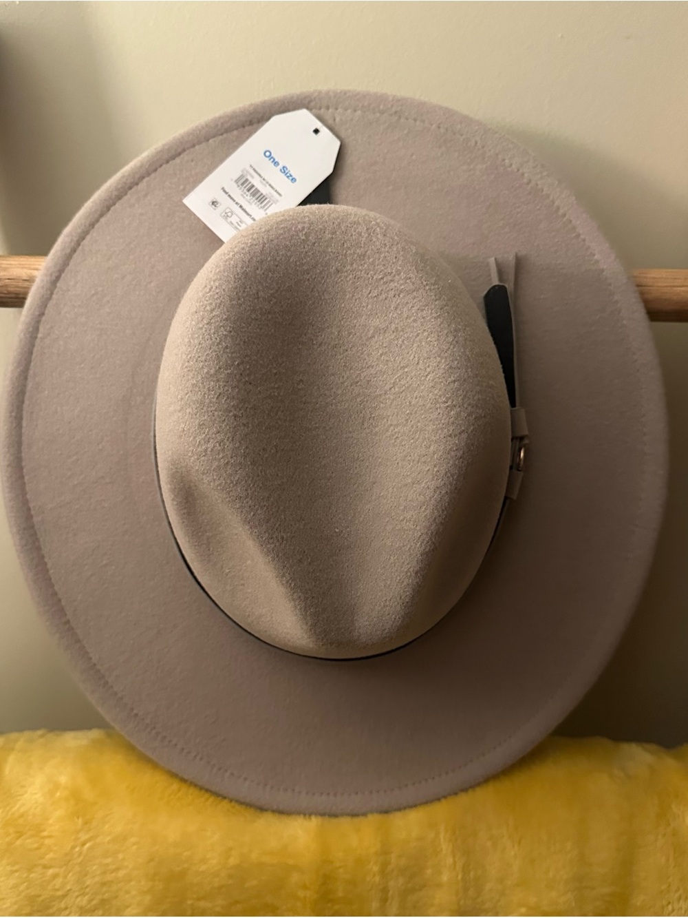 Time and Tru Women's Wide-Brim Wool Felt Hat in Taupe with Coordinating Band